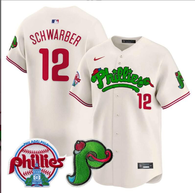 Men Philadelphia Phillies 12 Schwarber cream Limited 2024 MLB Nike jersey
